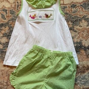 Girls Sleeveless Top with mermaid detail and matching ruffle Shorts Set sz 5